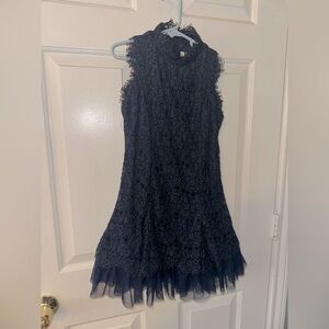 Navy lace, girls formal dress.  Flare bottom, lined.  Sleeveless.  Never worn.